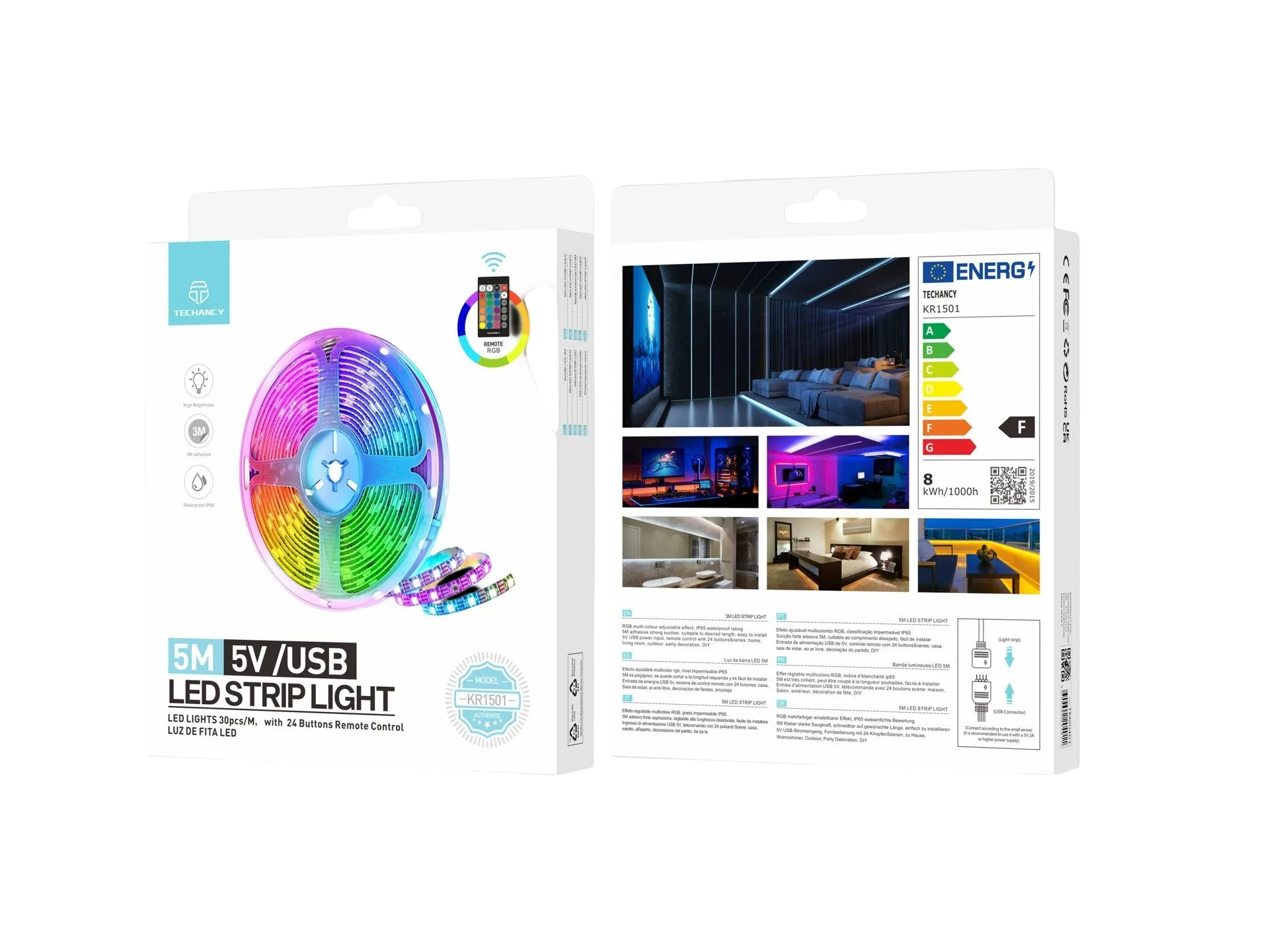 Techancy Fita LED 5M KR1501 RGB USB Light Strip